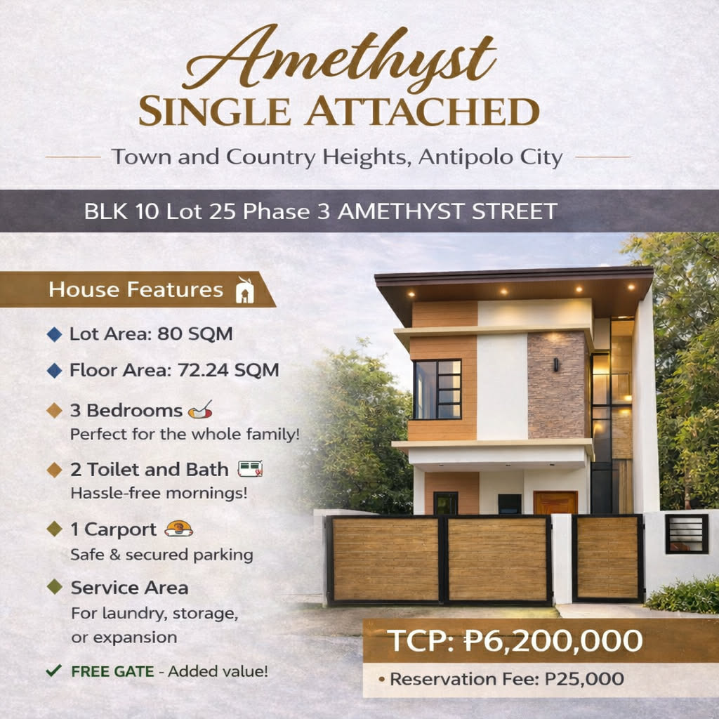 Brand New  House & Lot For Sale in Antipolo City, Rizal (72 sqm Lot Area) - Media Image Asset Panel Sub-No 2