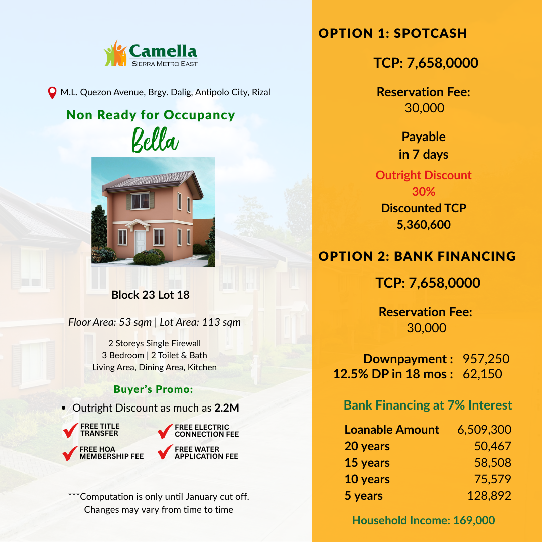 3BR Pre Selling Single Attached House and Lot in M.L Quezon Antipolo Rizal - Media Image Asset Panel Sub-No 11