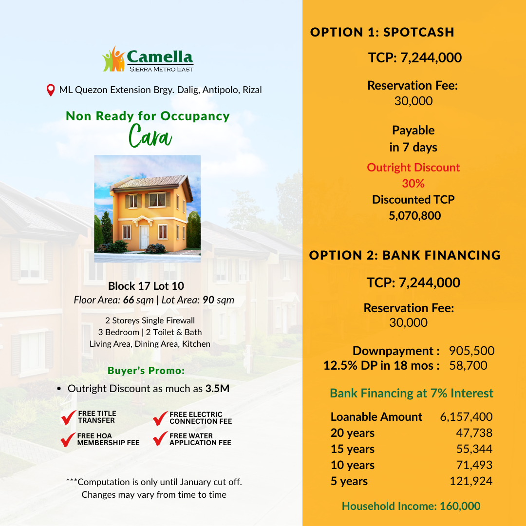 3BR Pre Selling Single Attached House and Lot in M.L Quezon Antipolo Rizal - Media Image Asset Panel Sub-No 12