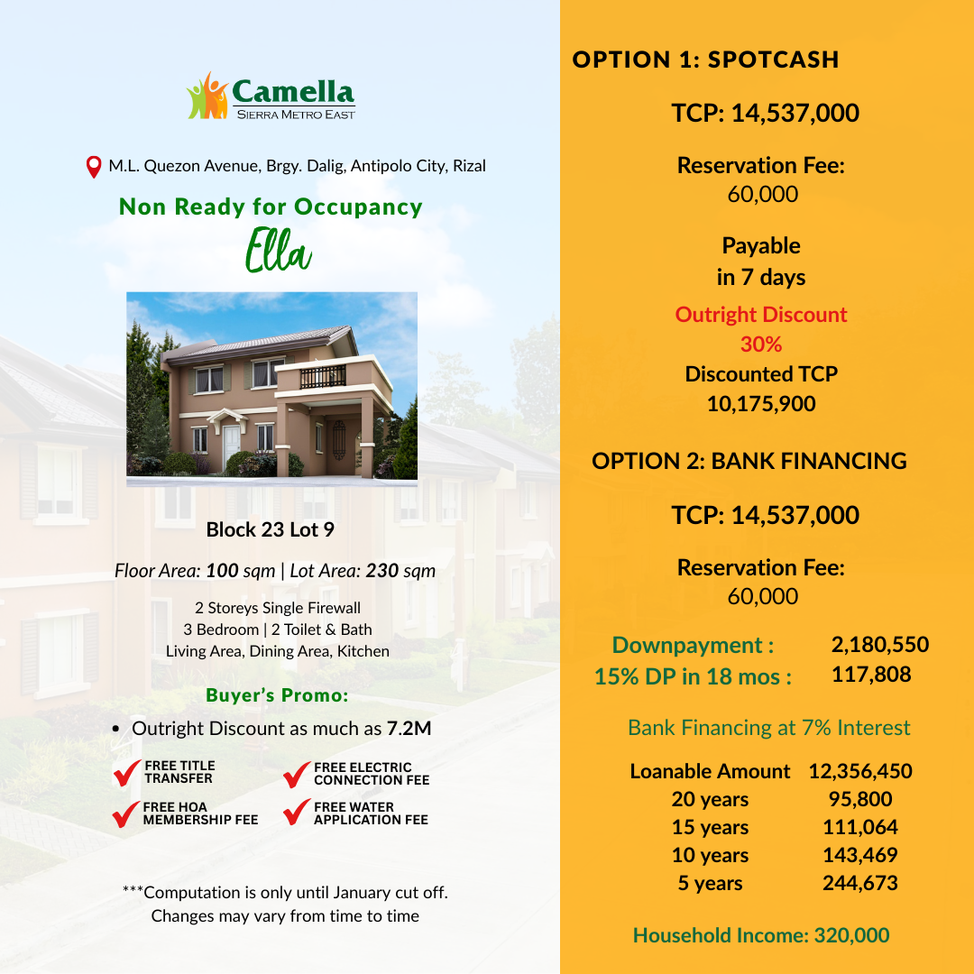 3BR Pre Selling Single Attached House and Lot in M.L Quezon Antipolo Rizal - Media Image Asset Panel Sub-No 13
