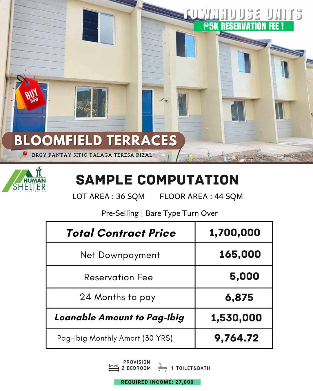 2BR Pre Selling Townhouse for sale near Robinsons Antipolo Rizal - Media Image Asset Panel Sub-No 9