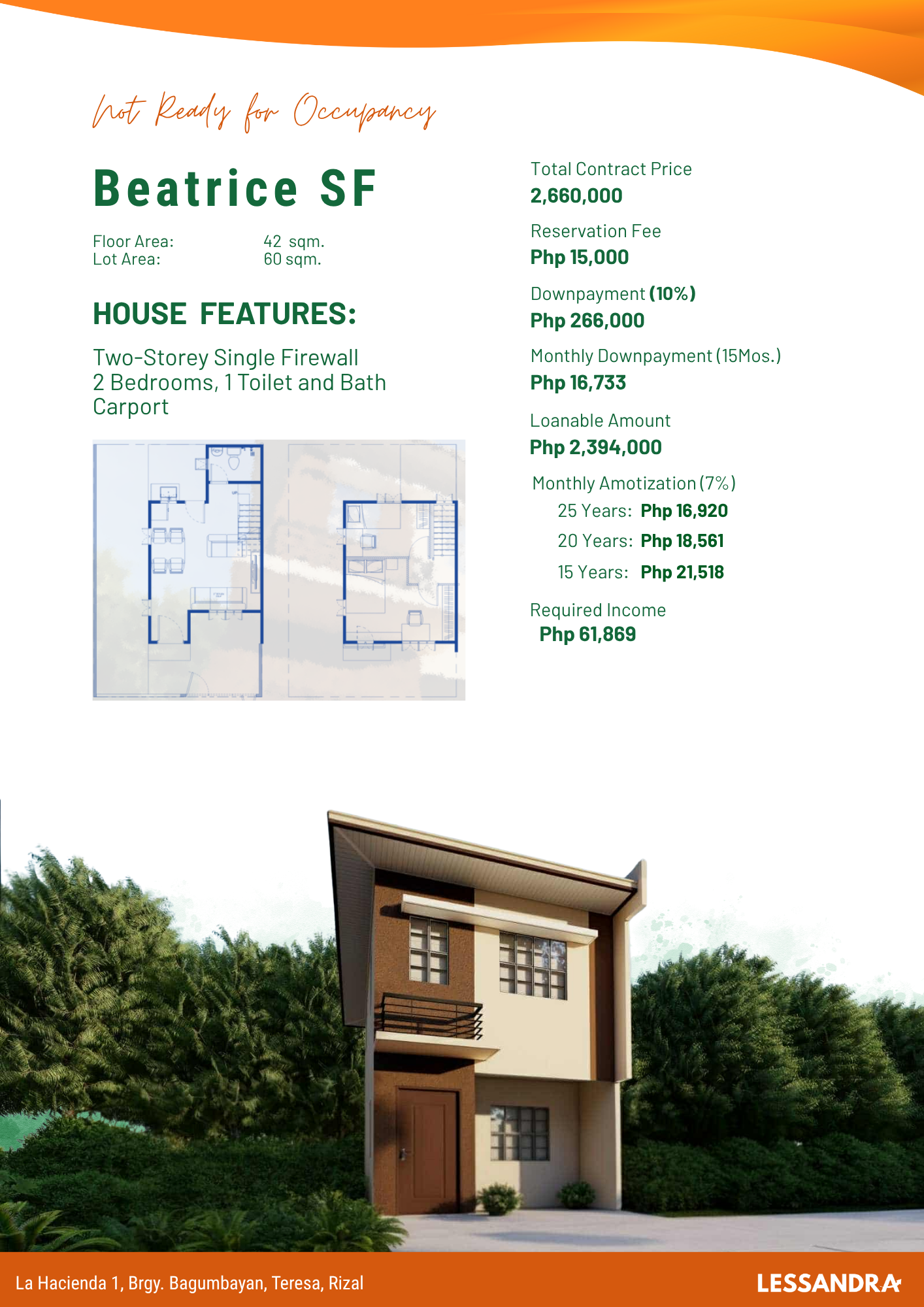 2BR Pre Selling House for sale in BRIA LA HACIENDA Teresa Rizal - Media Image Asset Panel Sub-No 3